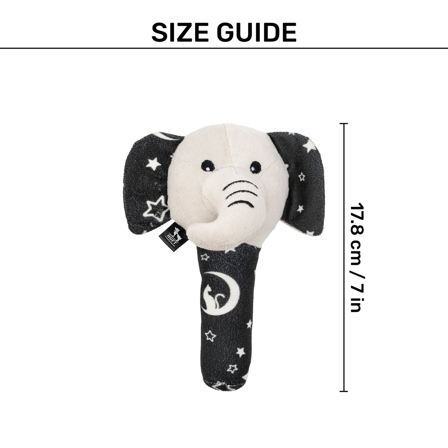 HUFT Crinkly Elly Squeaky Plush Toy For Small Dog - Black - Heads Up For Tails