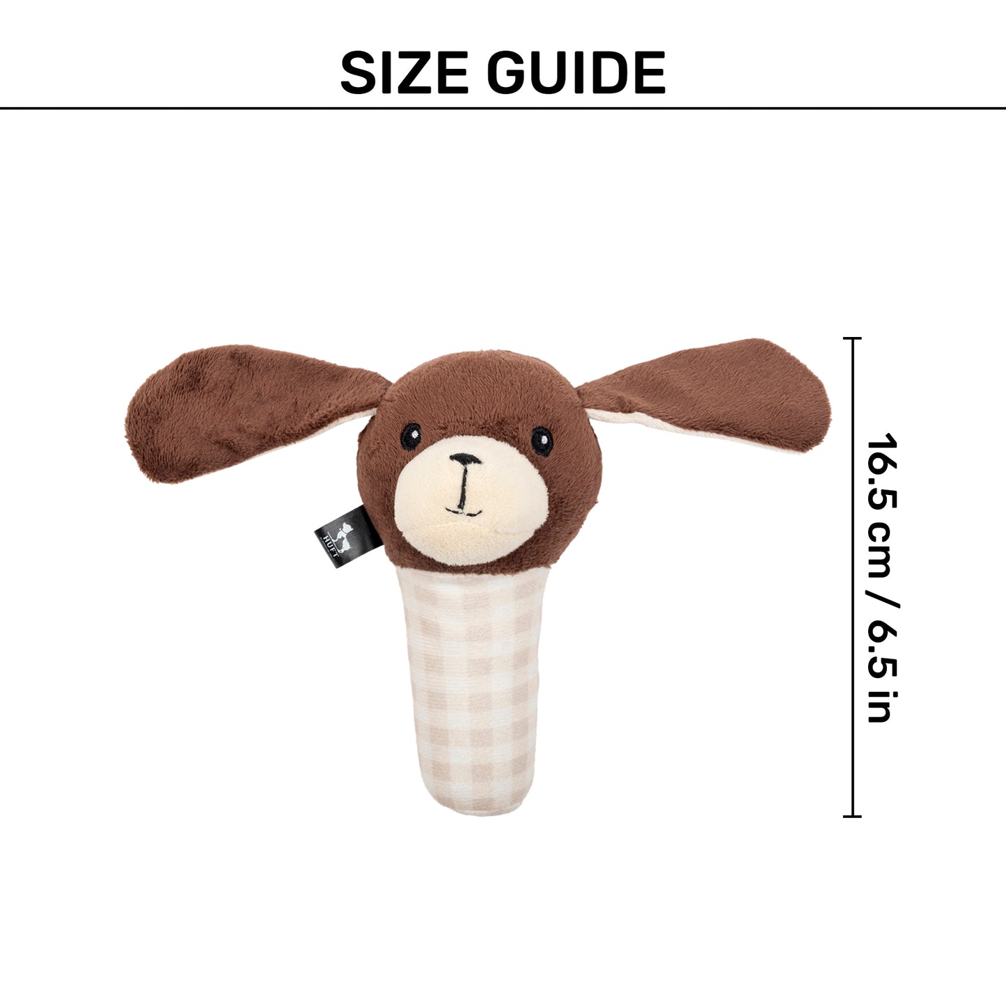 HUFT Pretty Pup Squeaky Plush Toy For Small Dog - Brown - Heads Up For Tails