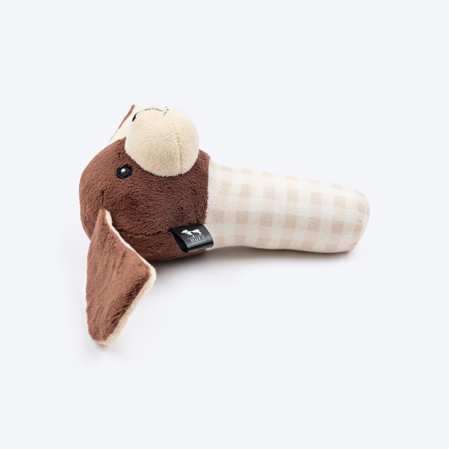 HUFT Pretty Pup Squeaky Plush Toy For Small Dog - Brown - Heads Up For Tails