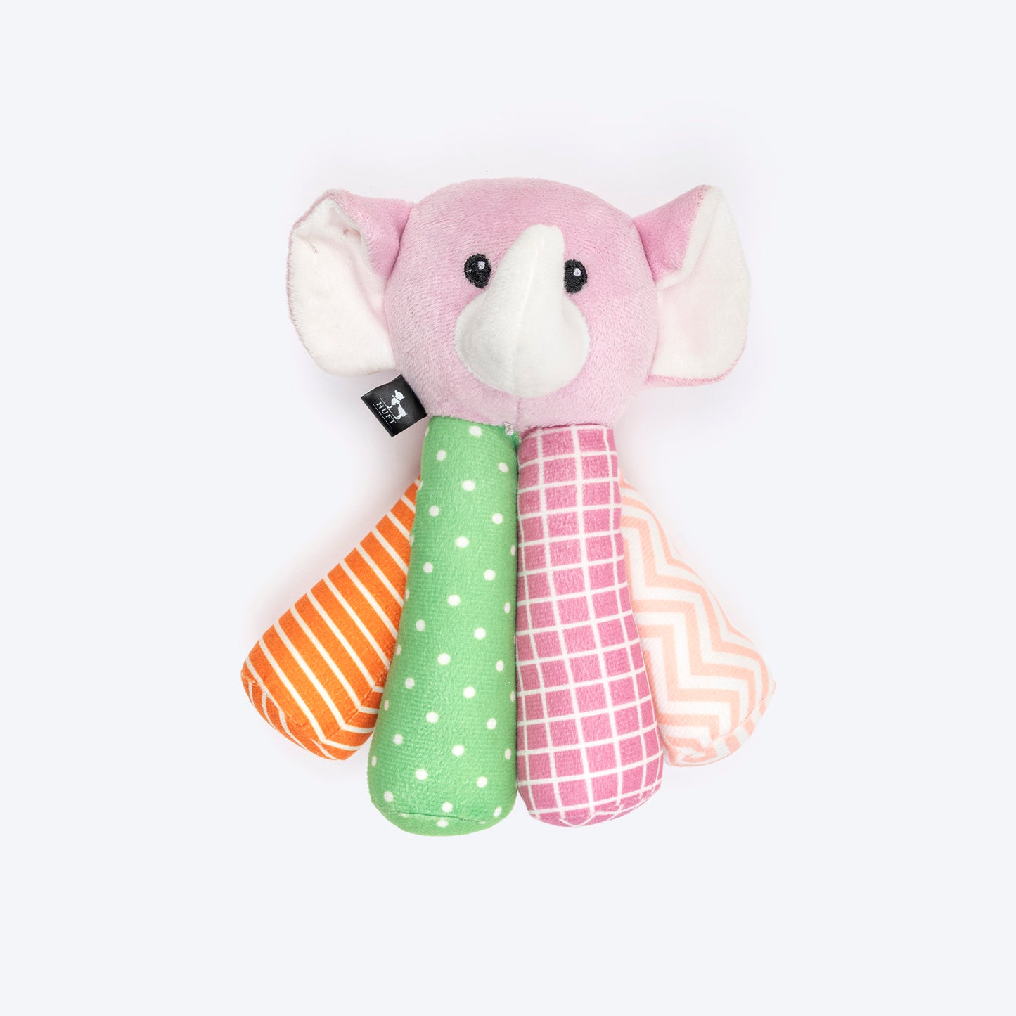 HUFT Crinkly Tusker Squeaky Plush Toy For Small Dog - Multicolor - Heads Up For Tails