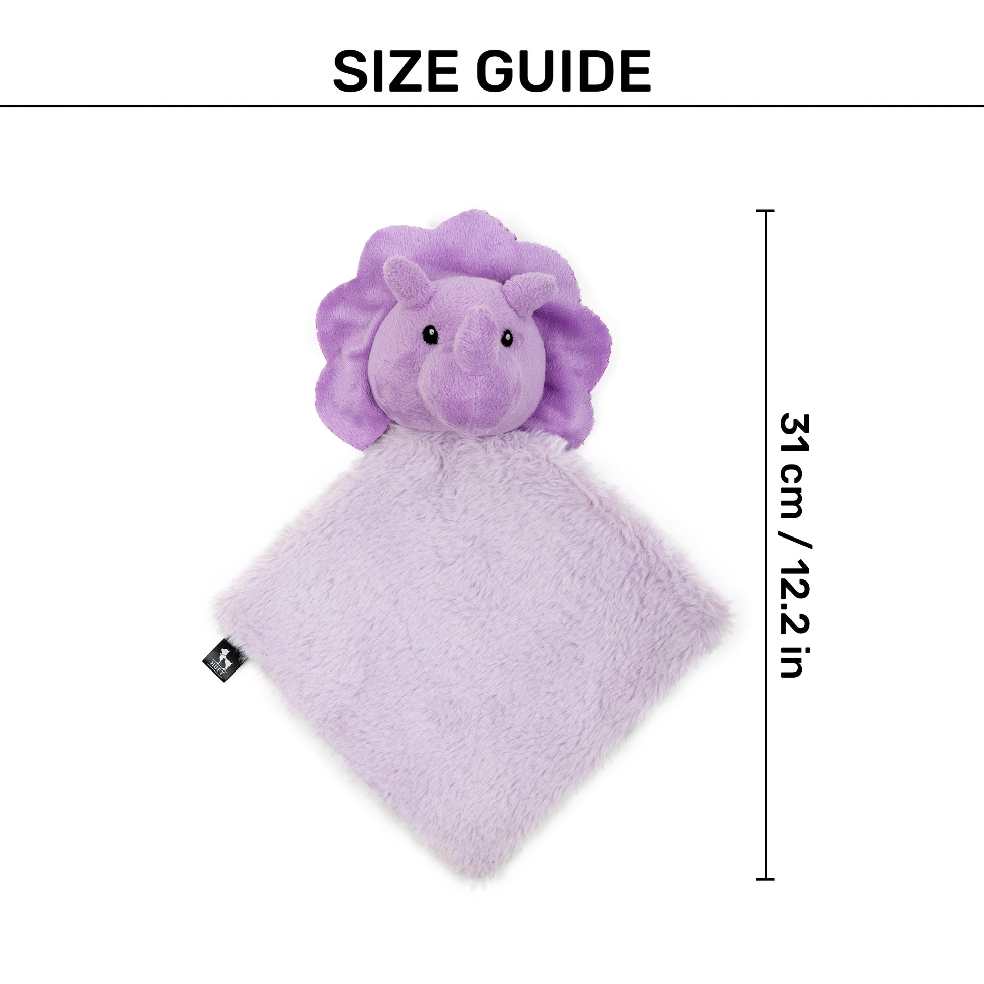 HUFT Crinkly Rumbly Rhino Plush Toy For Small Dog - Lavender - Heads Up For Tails