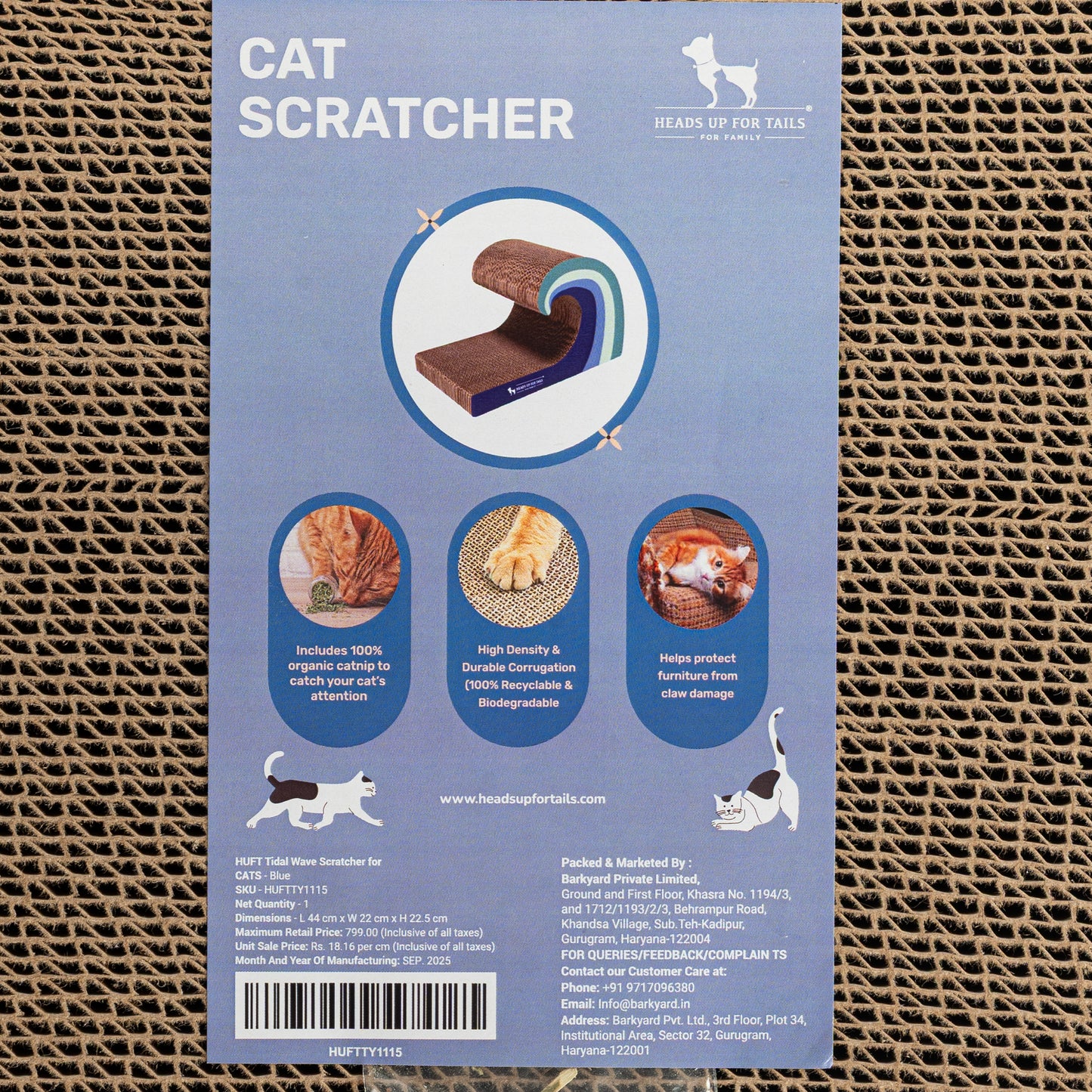 HUFT Tidal Wave Scratcher For Cat - Blue