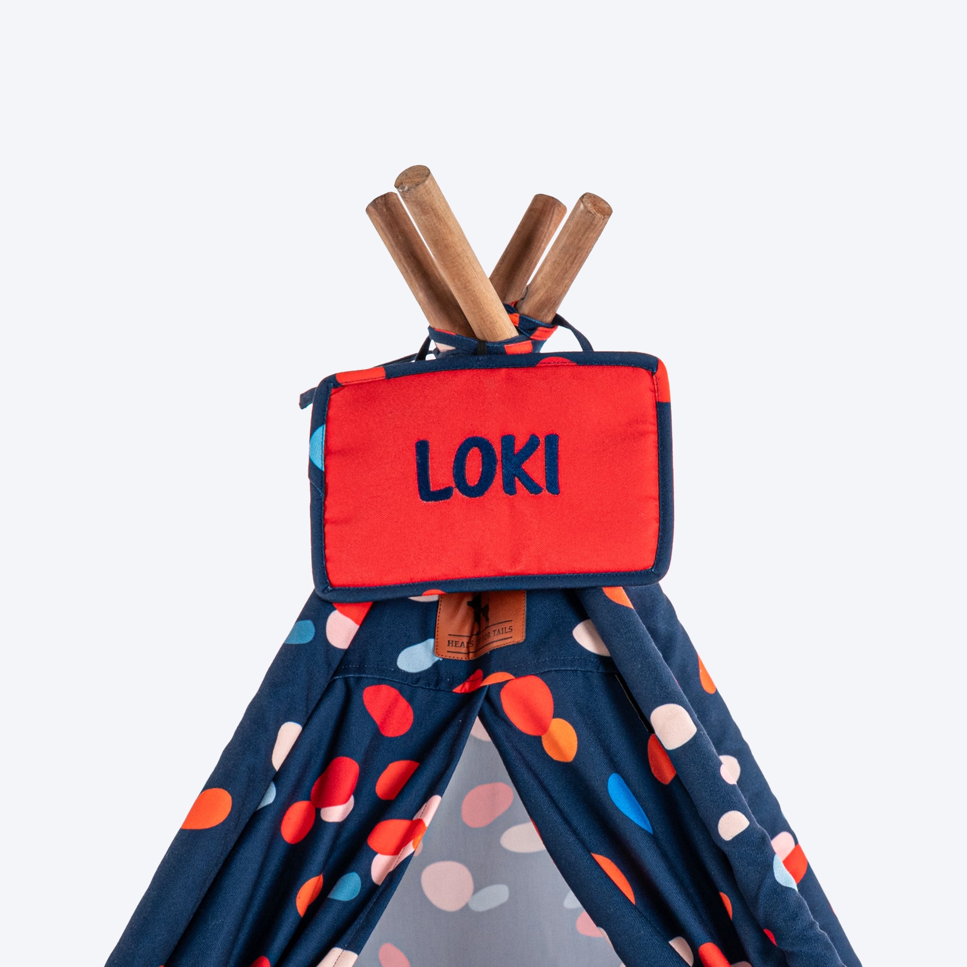 HUFT Personalised Color Pop Teepee Tent For Dogs & Cats - Navy Blue - Heads Up For Tails