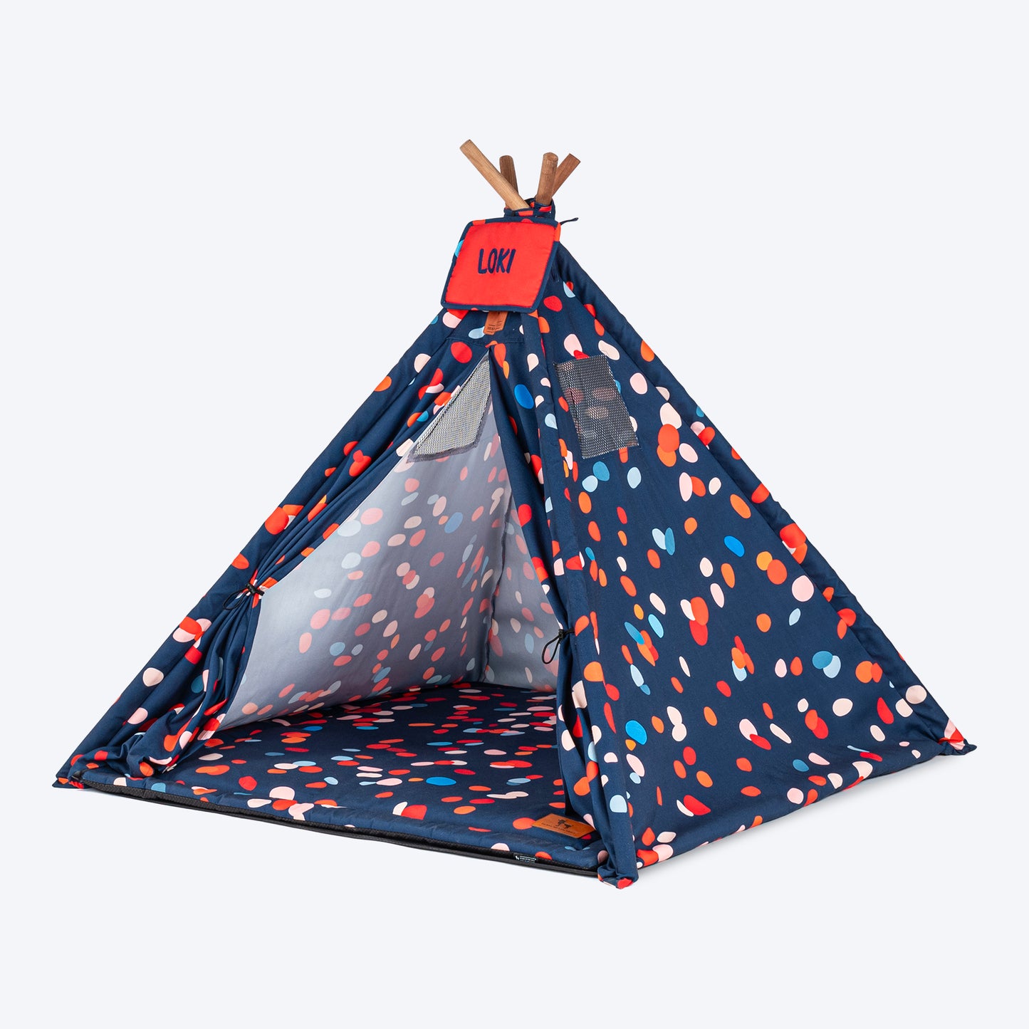 HUFT Personalised Color Pop Teepee Tent For Dogs & Cats - Navy Blue - Heads Up For Tails