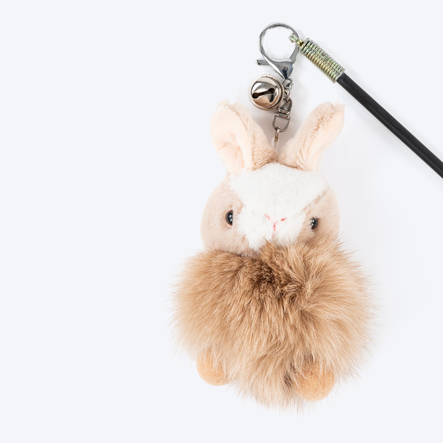 HUFT Furry Bunny Wand Toy For Cat - Beige - Heads Up For Tails