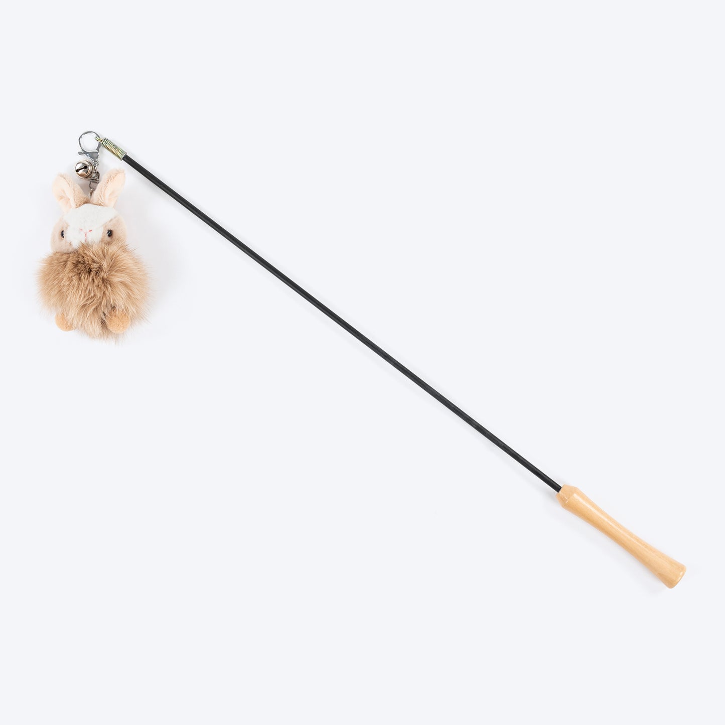 HUFT Furry Bunny Wand Toy For Cat - Beige - Heads Up For Tails