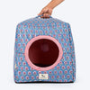 HUFT Jaipuri Phool Block-Printed Tent For Cat - Blue & Pink