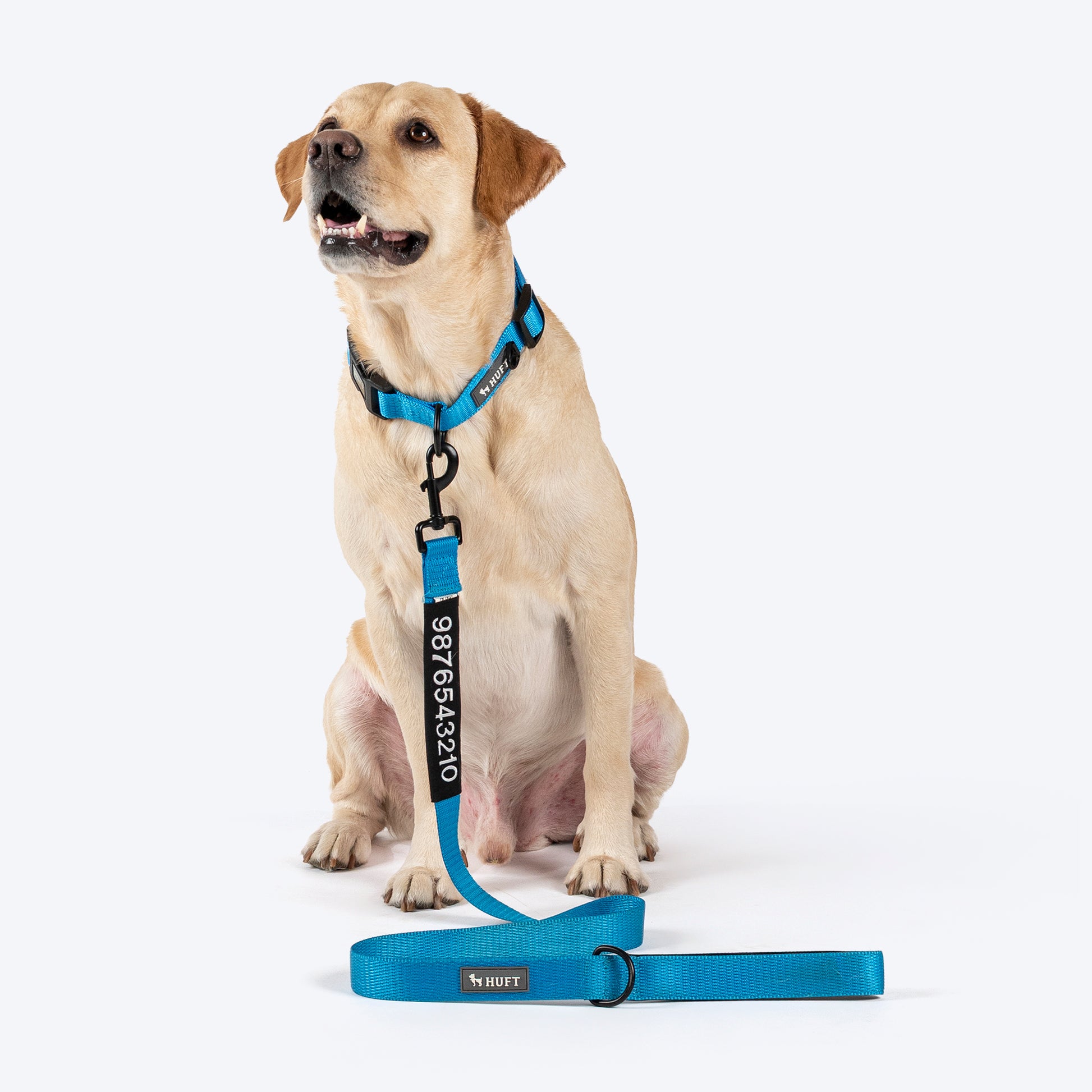 HUFT Classic Personalised (Mobile No.) Dog Leash - Ocean Blue - Heads Up For Tails