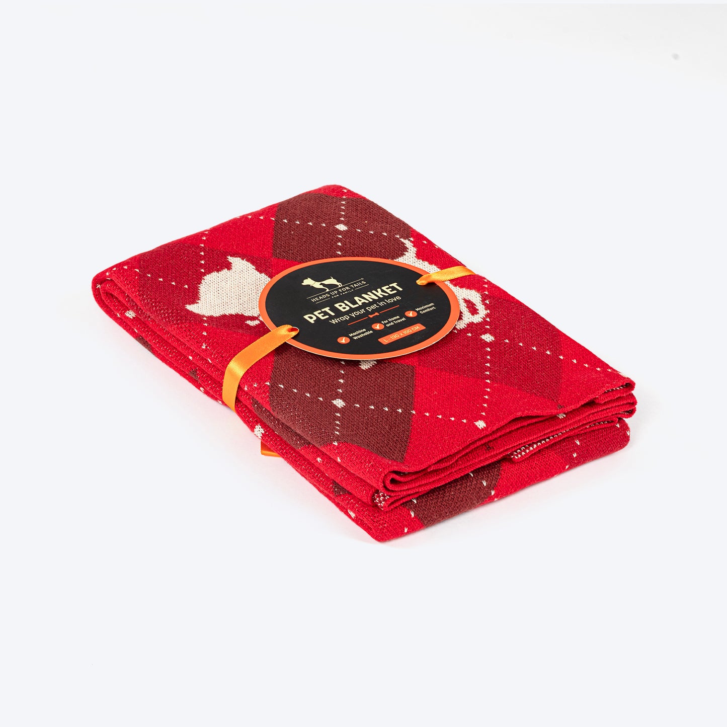 HUFT Cuddle Checks Blanket For Dog & Cat - Red - Heads Up For Tails