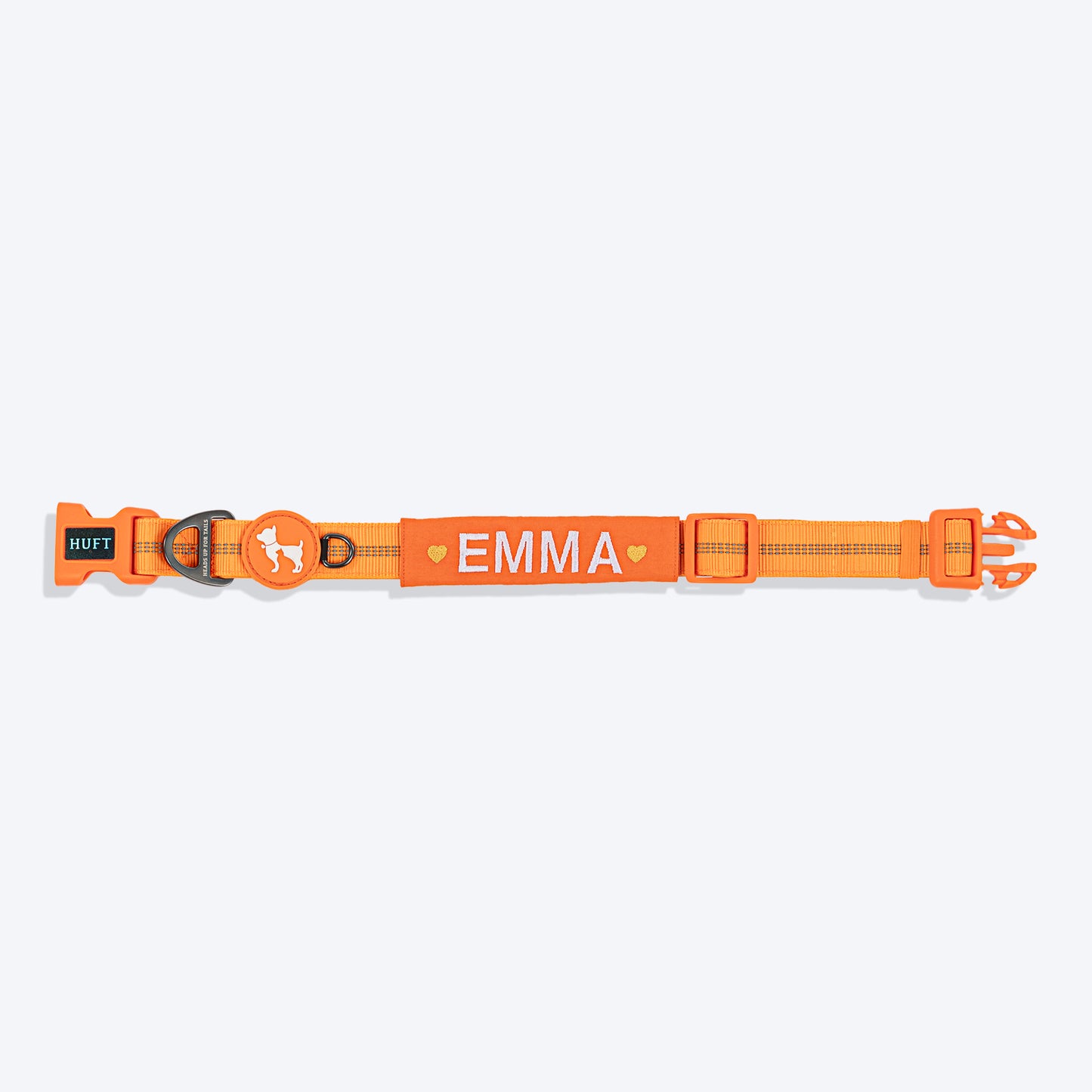 HUFT Xplorers Personalised Dog Collar - Orange - Heads Up For Tails
