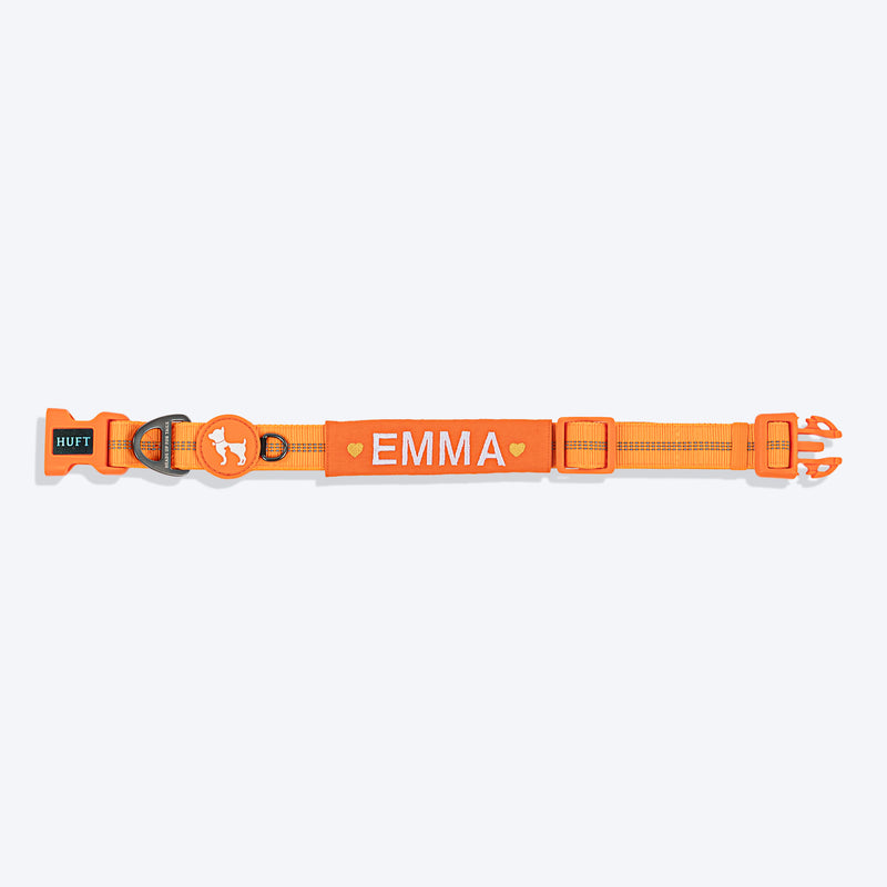 HUFT Xplorers Personalised Dog Collar - Orange - Heads Up For Tails