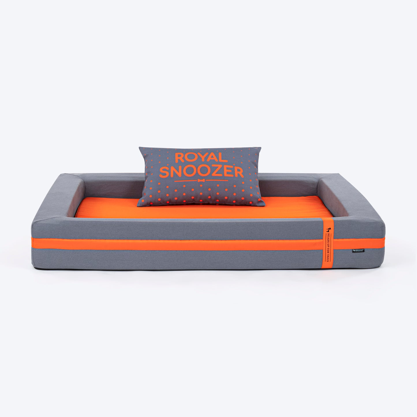 HUFT Royal Snooze Bed for Dog - Grey & Orange - Heads Up For Tails
