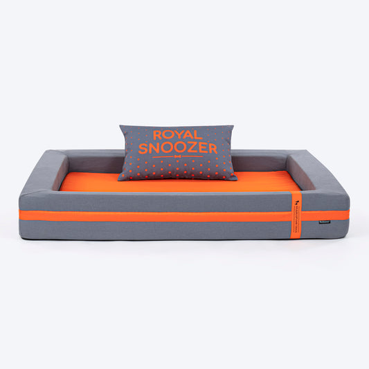 HUFT Royal Snooze Bed for Dog - Grey & Orange