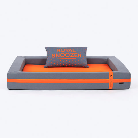 HUFT Royal Snooze Bed for Dog - Grey & Orange - Heads Up For Tails
