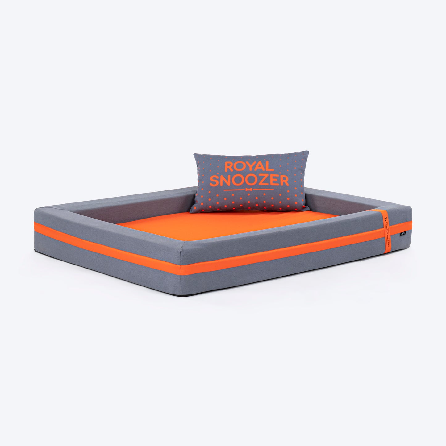 HUFT Royal Snooze Bed for Dog - Grey & Orange - Heads Up For Tails