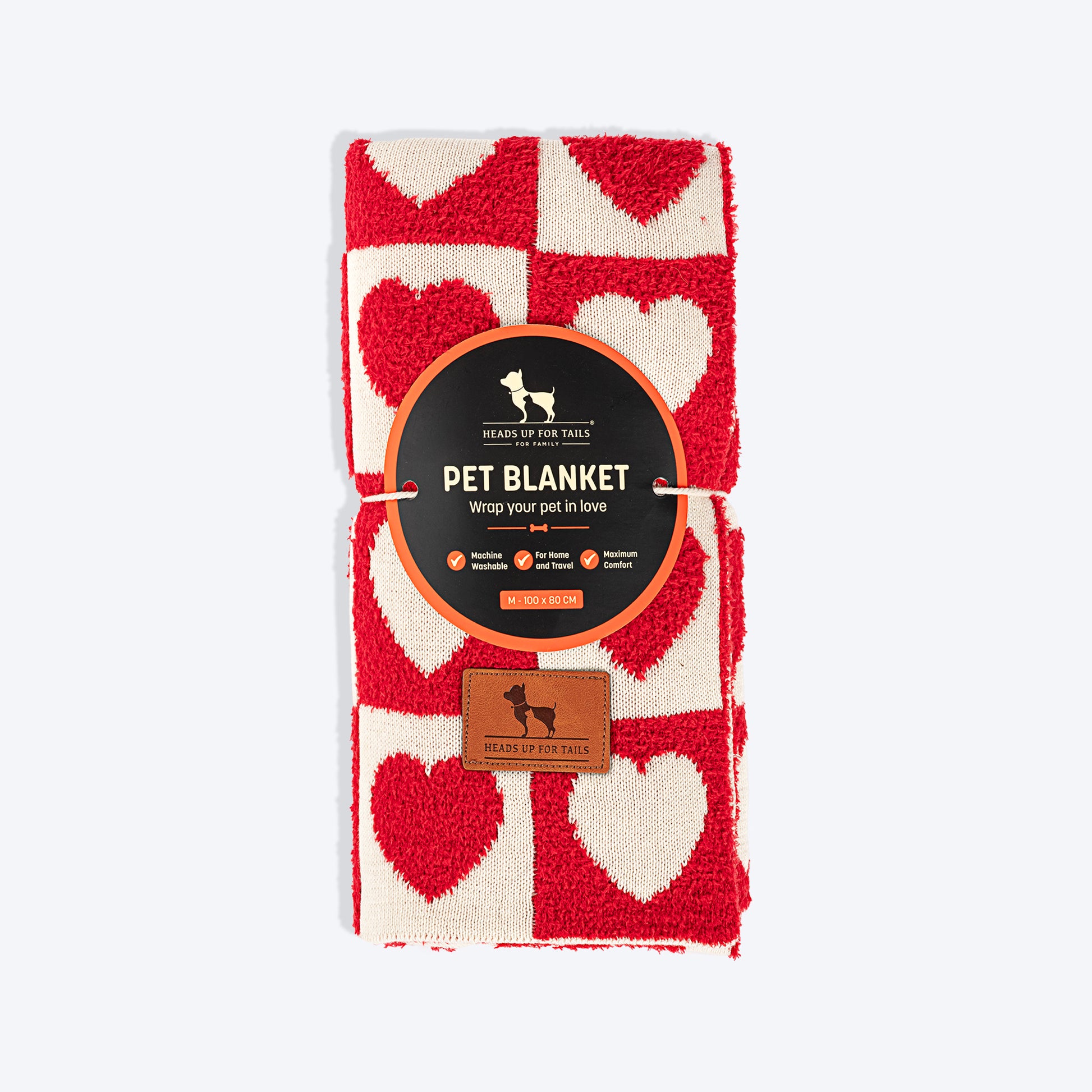 HUFT Snuggle Hearts Blanket For Dog & Cat - Red - Heads Up For Tails