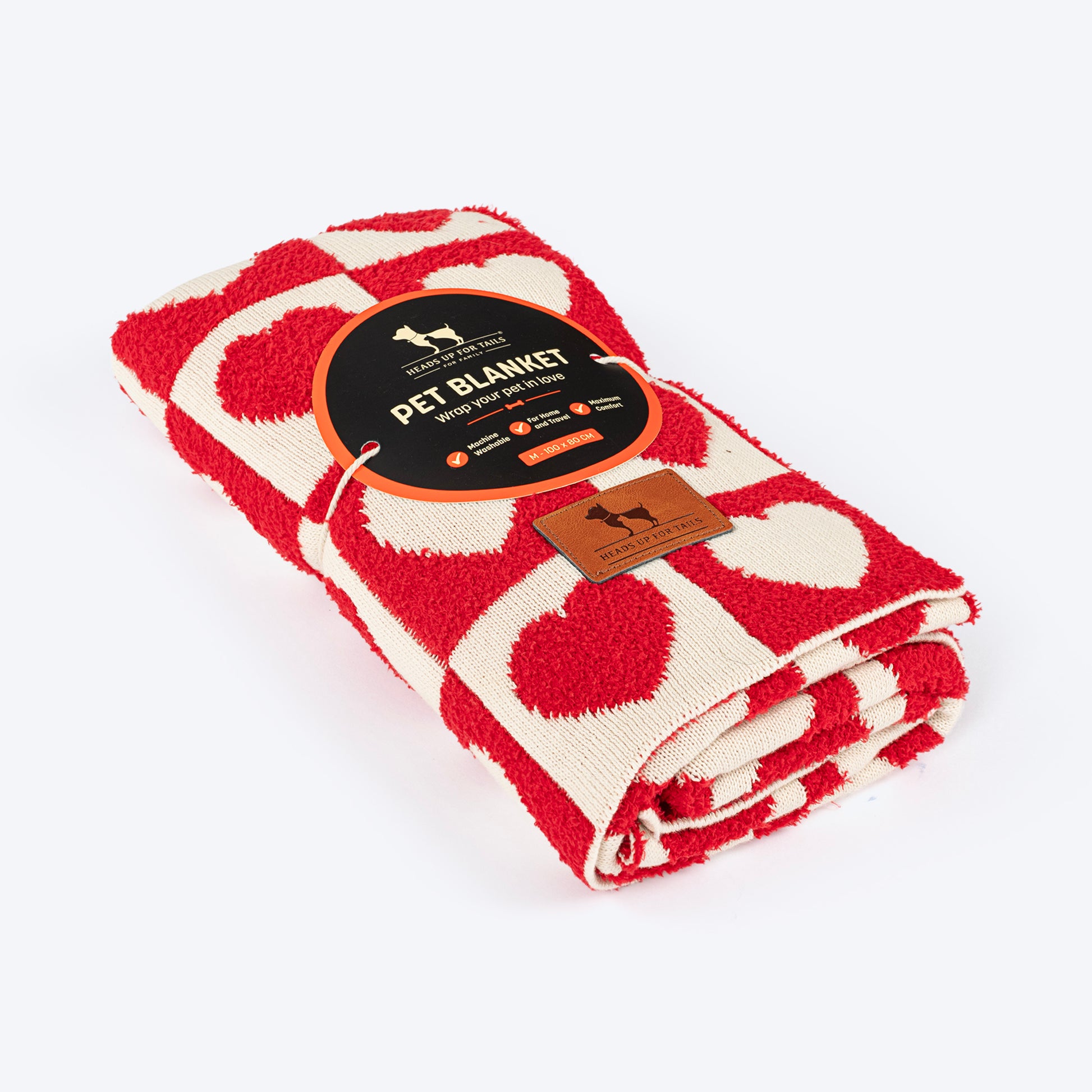 HUFT Snuggle Hearts Blanket For Dog & Cat - Red - Heads Up For Tails