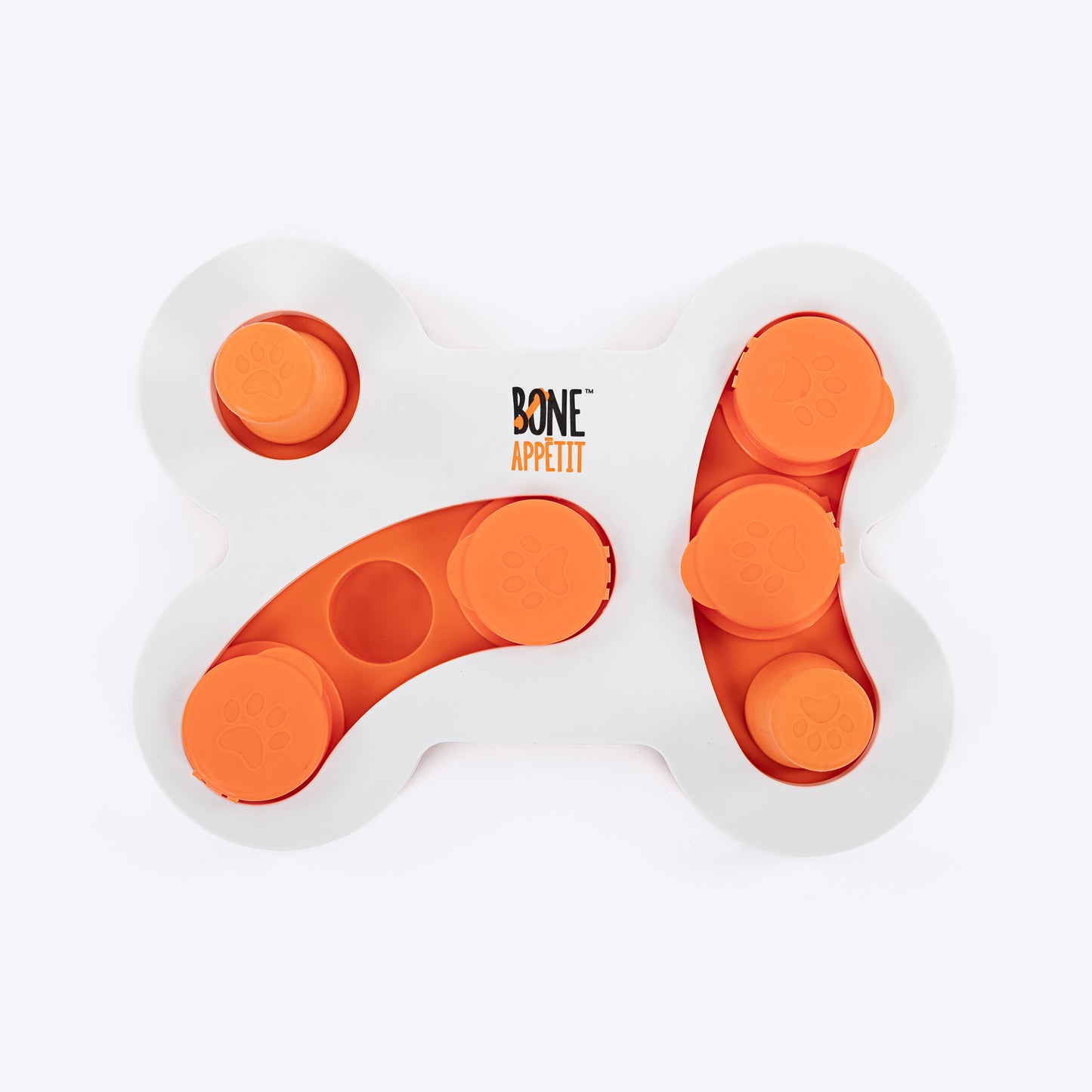 HUFT Flip 'n Slide Treat Dispensing Interactive Toy For Dog - White & Orange - Heads Up For Tails