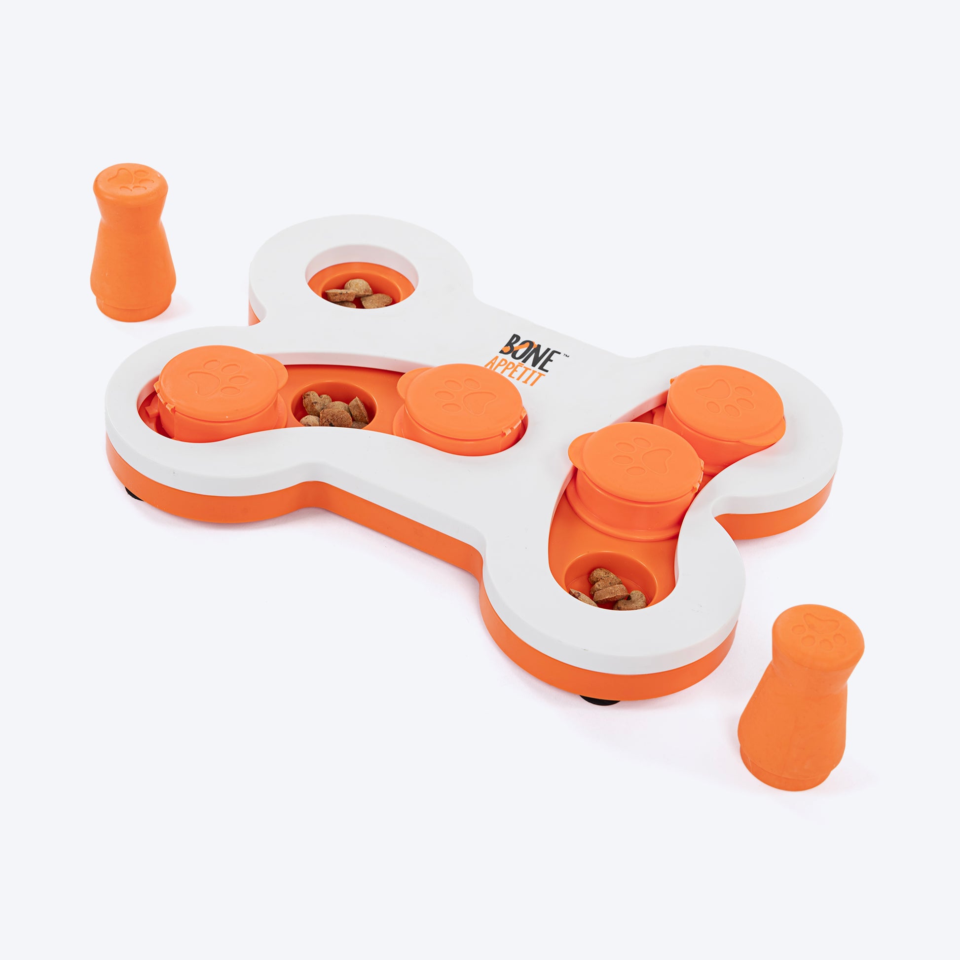 HUFT Flip 'n Slide Treat Dispensing Interactive Toy For Dog - White & Orange - Heads Up For Tails