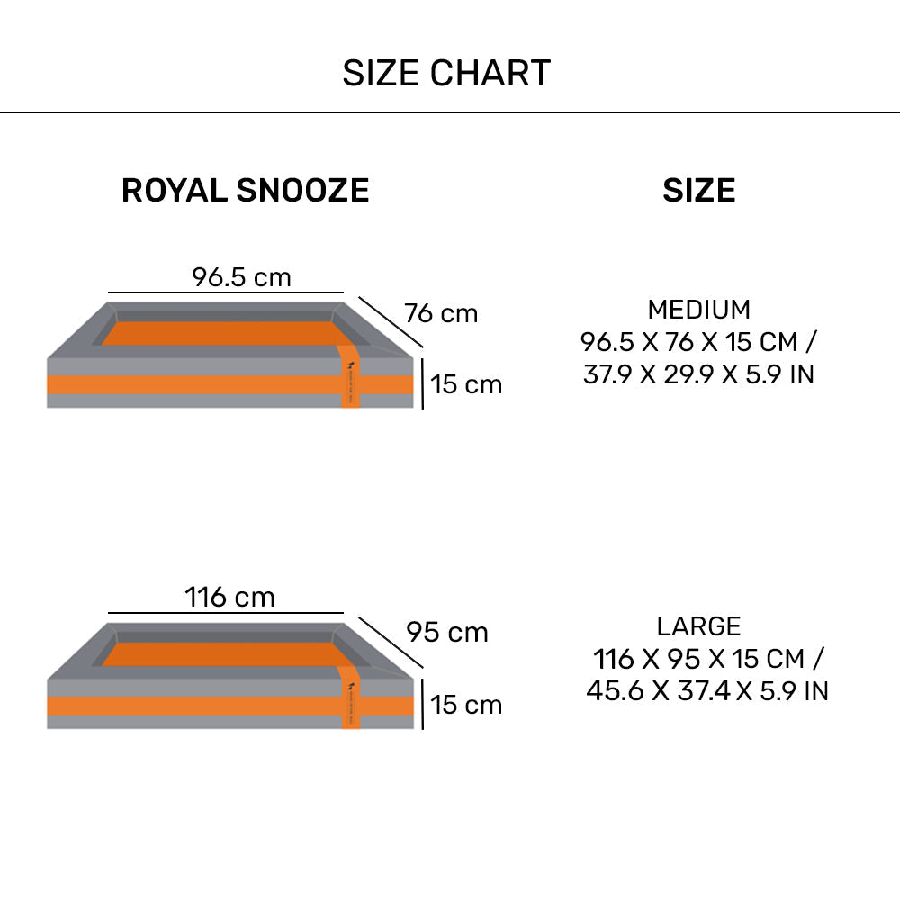 HUFT Royal Snooze Bed for Dog - Grey & Orange - Heads Up For Tails