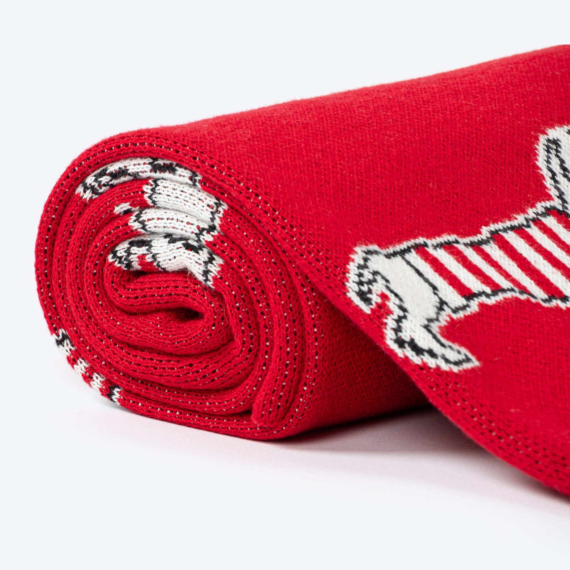 HUFT Stripes & Snouts Blanket With Cushion For Dog - Red - Heads Up For Tails