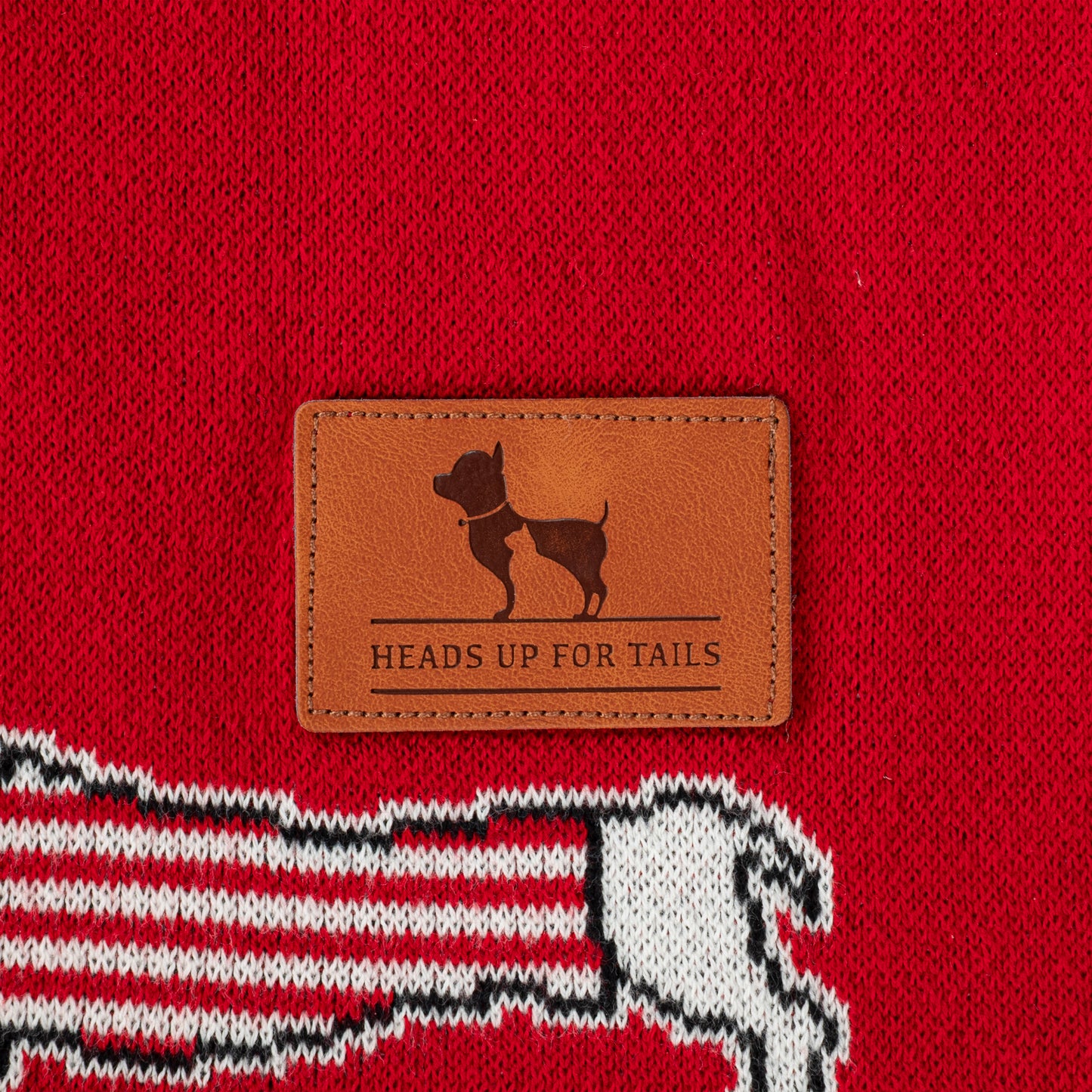 HUFT Stripes & Snouts Blanket With Cushion For Dog - Red - Heads Up For Tails