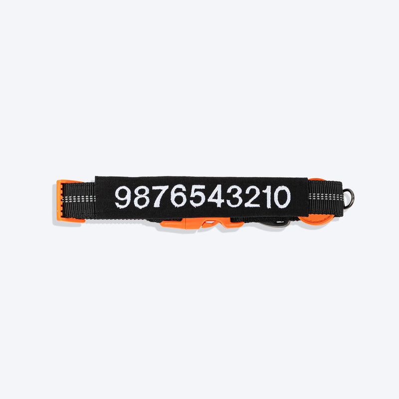 HUFT Personalised Xplorers (Mobile No.) Dog Collar - Black - Heads Up For Tails