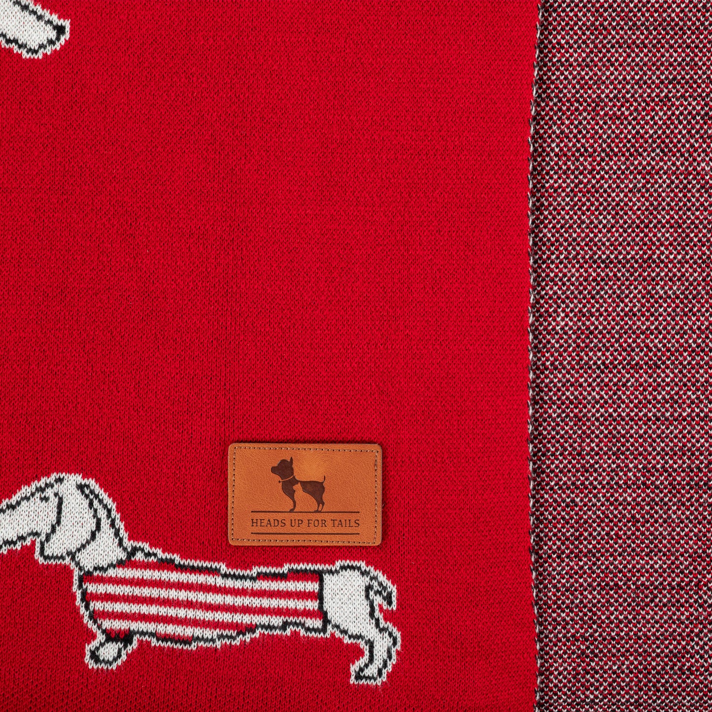 HUFT Stripes & Snouts Blanket With Cushion For Dog - Red - Heads Up For Tails