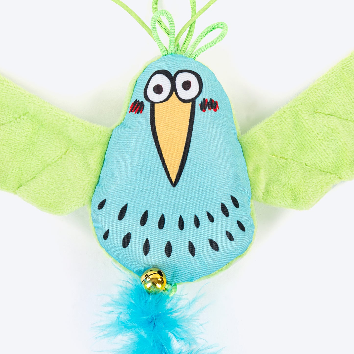 HUFT Flying Birdy Teaser Toy With Catnip For Cat - Blue & Green - Heads Up For Tails