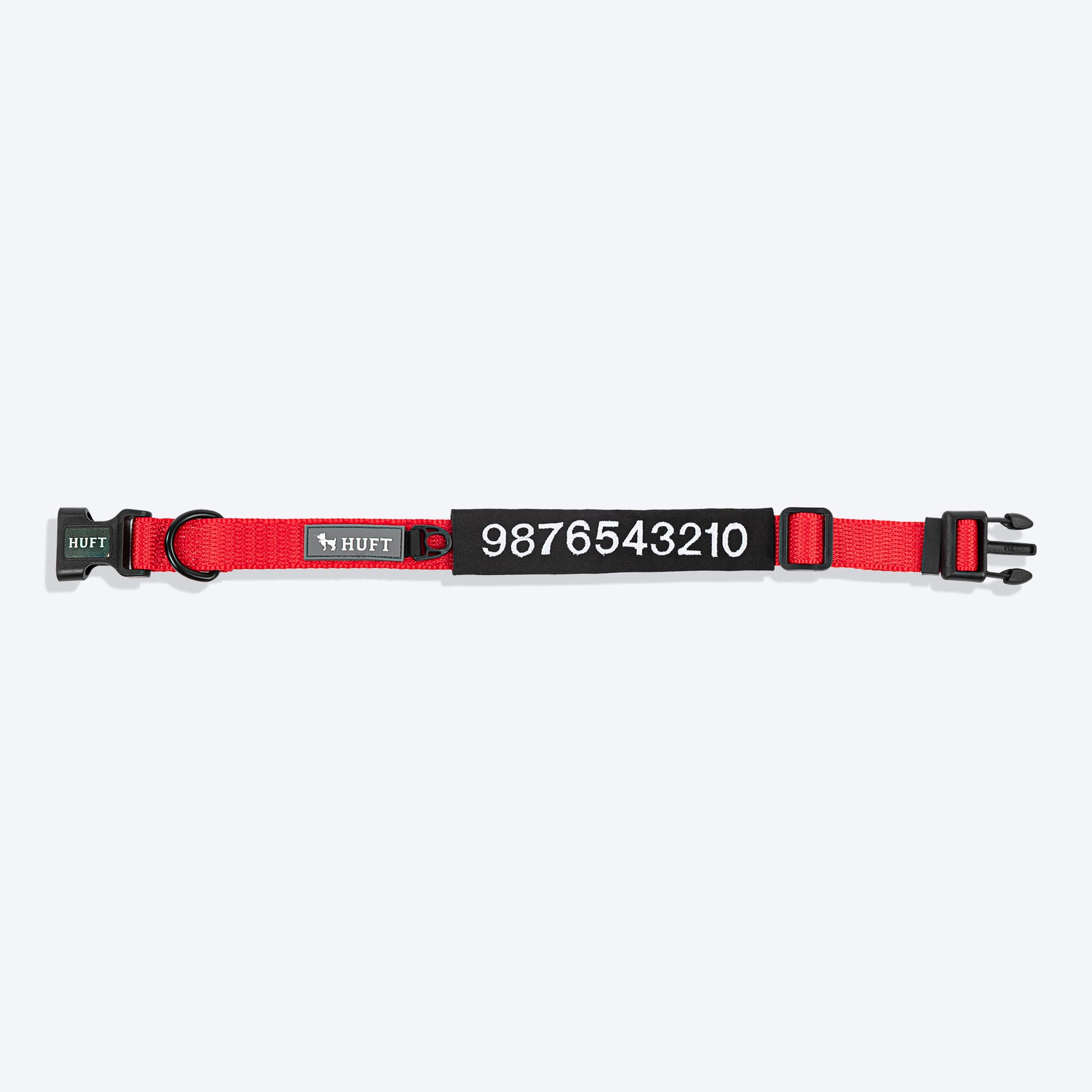 HUFT Classic Personalised (Mobile No.) Dog Collar - Cherry Red - Heads Up For Tails