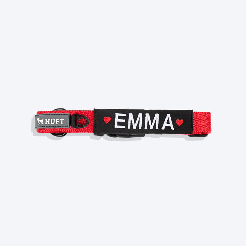 HUFT Classic Personalised Dog Collar - Cherry Red - Heads Up For Tails