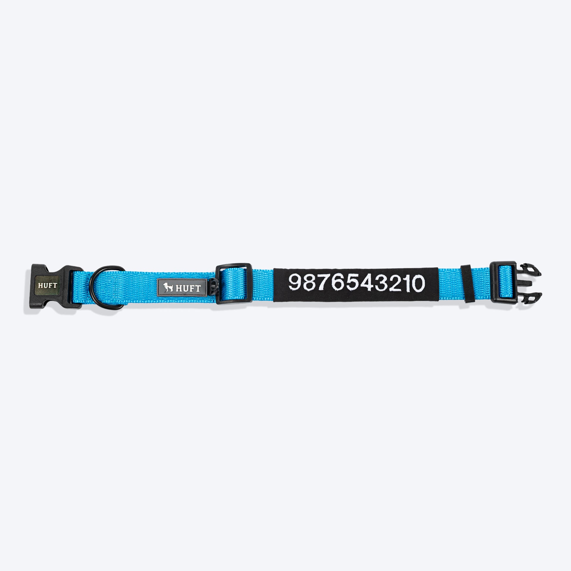 HUFT Classic Personalised (Mobile No.) Dog Collar - Ocean Blue - Heads Up For Tails