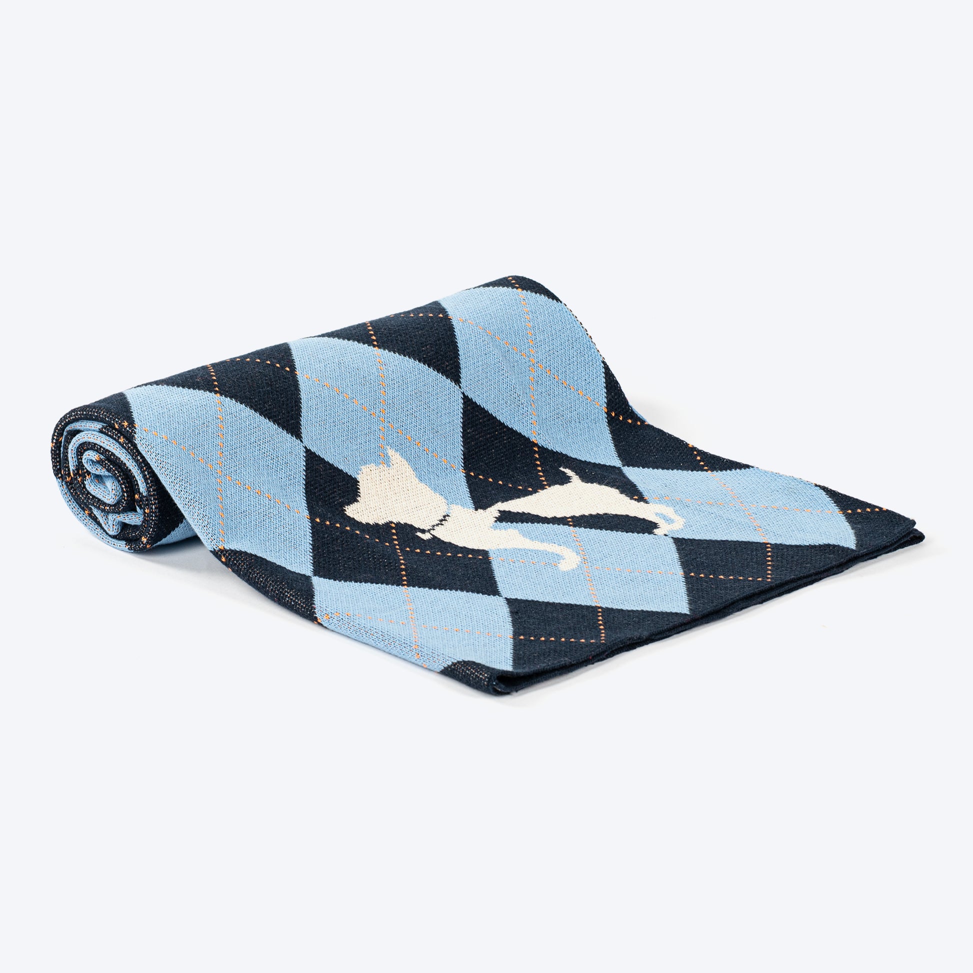 HUFT Cuddle Checks Blanket For Dog & Cat - Blue - Heads Up For Tails