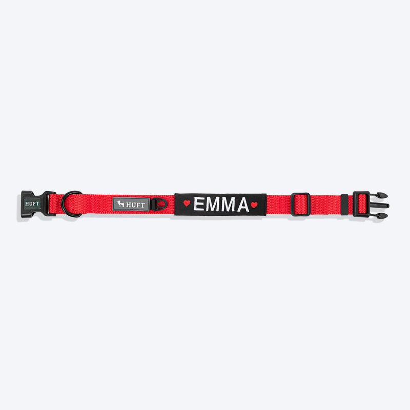 HUFT Classic Personalised Dog Collar - Cherry Red - Heads Up For Tails