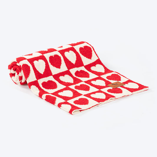 HUFT Snuggle Hearts Blanket For Dog & Cat - Red - Heads Up For Tails