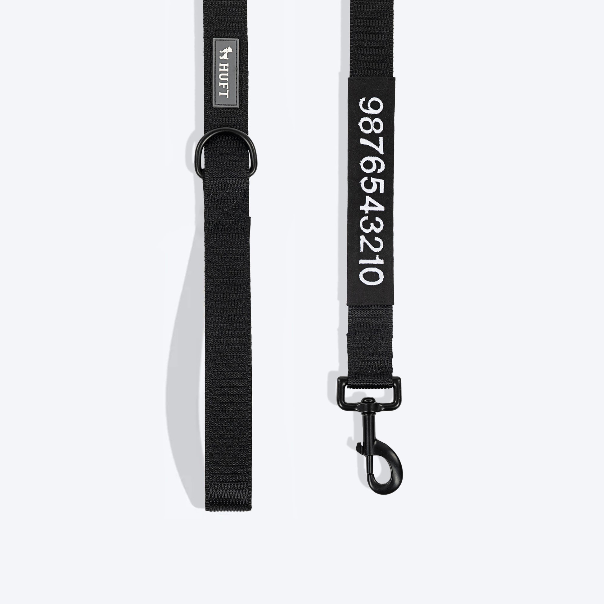 HUFT Classic Personalised (Mobile No.) Dog Leash - Coal Black - Heads Up For Tails