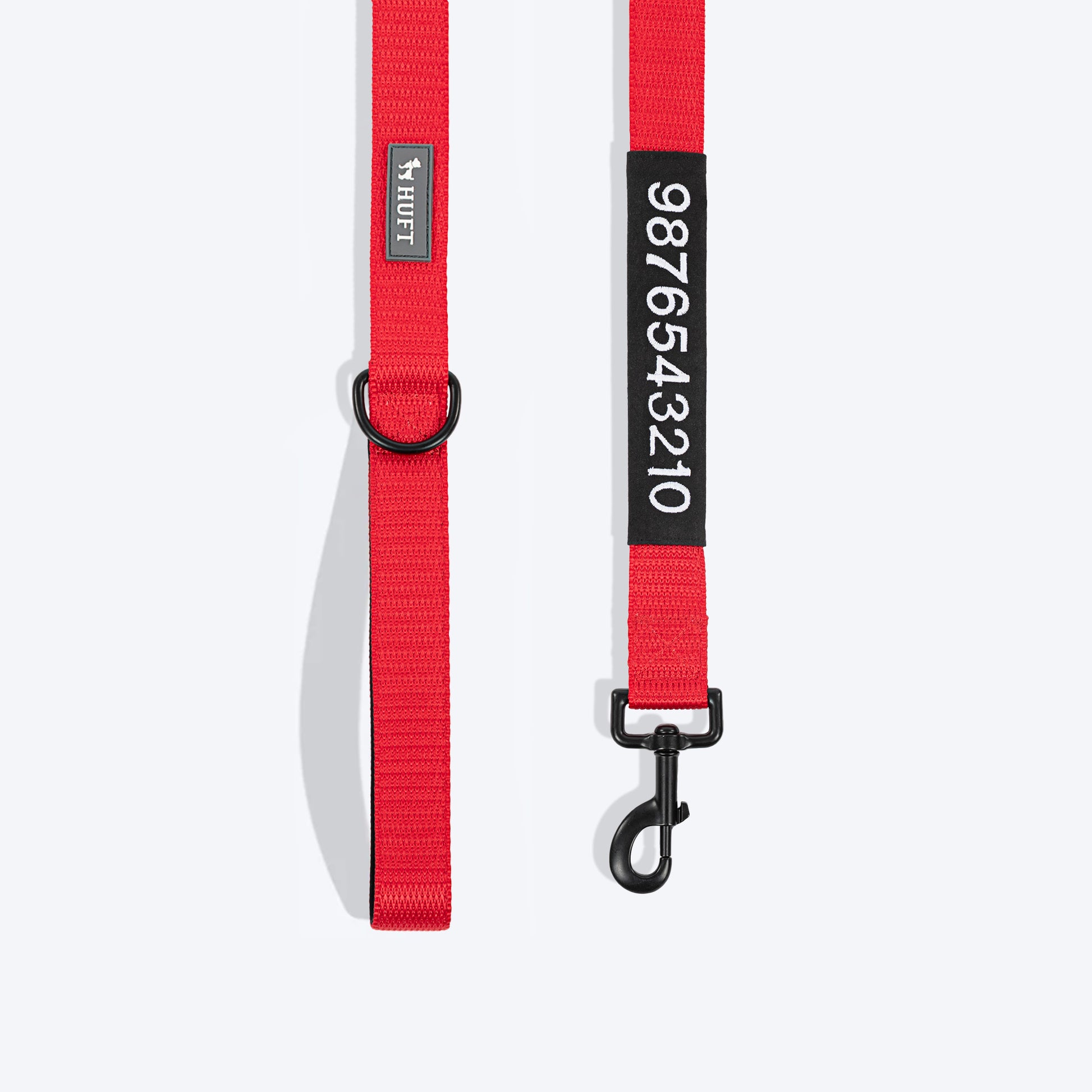 HUFT Classic Personalised (Mobile No.) Dog Leash - Cherry Red - Heads Up For Tails