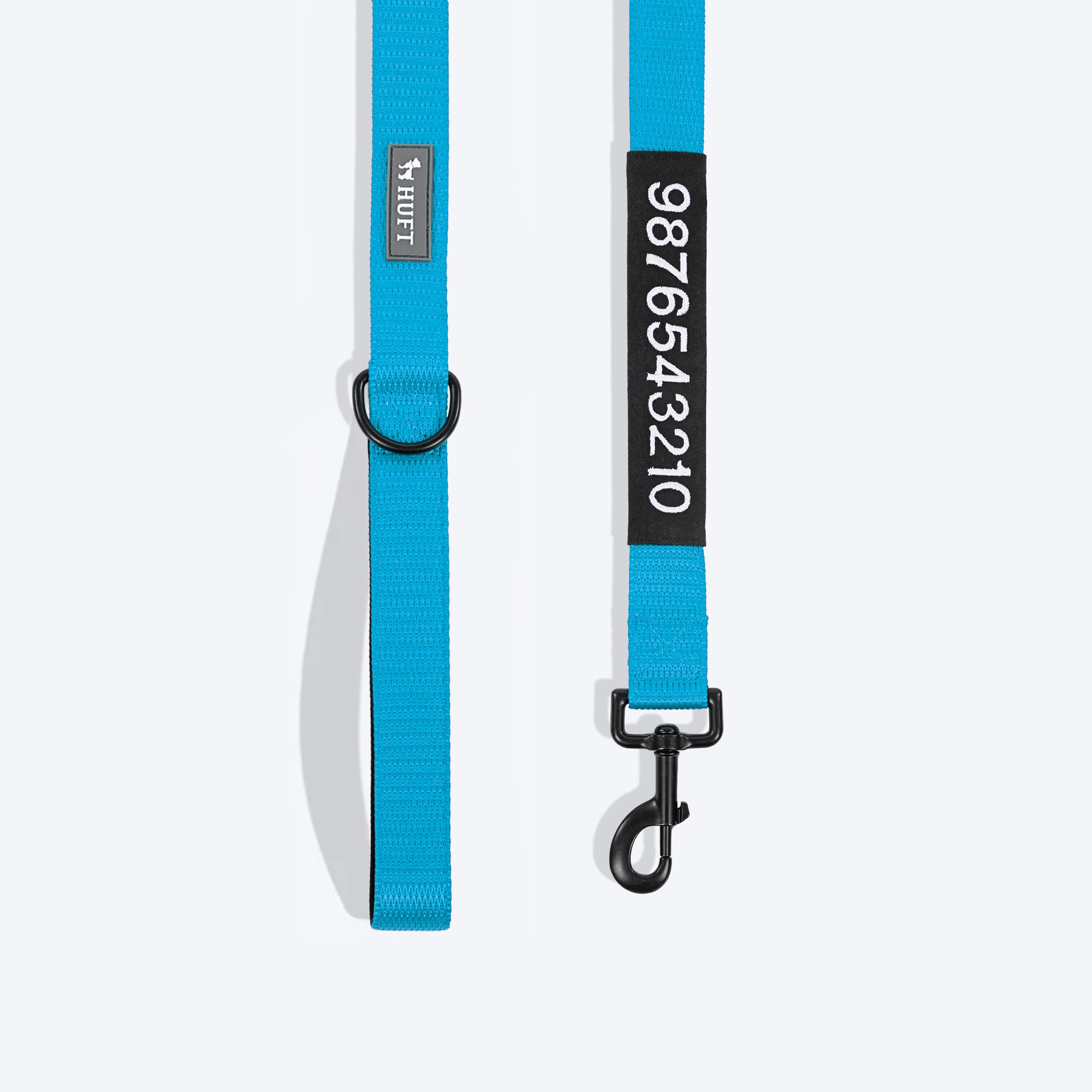 HUFT Classic Personalised (Mobile No.) Dog Leash - Ocean Blue - Heads Up For Tails