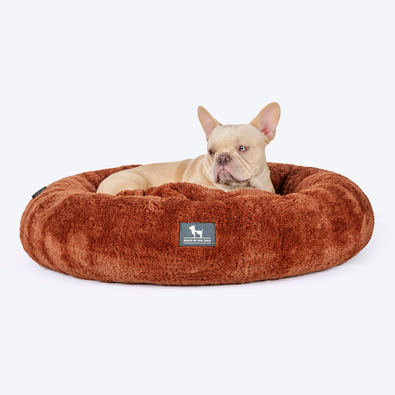 HUFT Snuggle Sphere Donut Bed For Dog & Cat - Brown - Heads Up For Tails