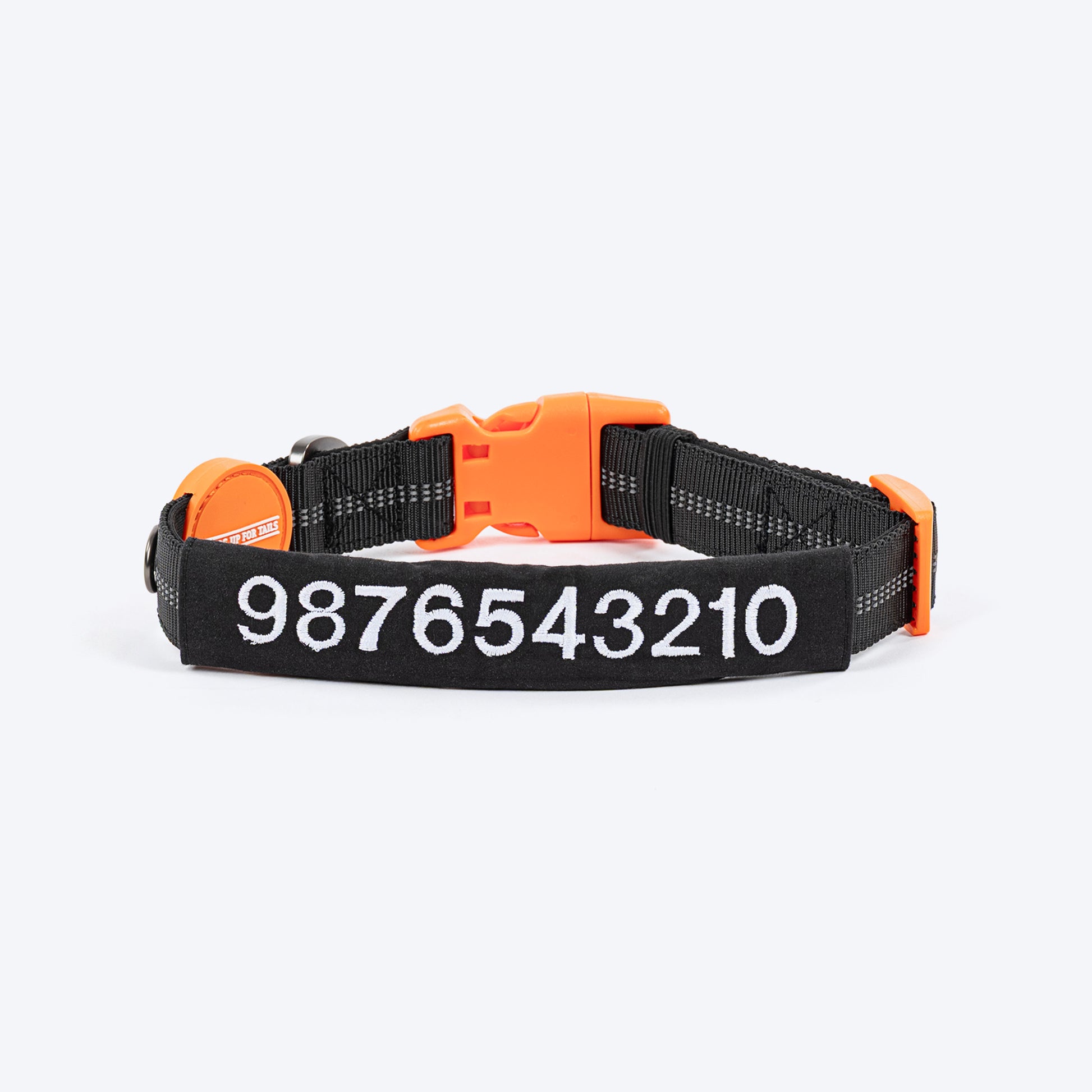 HUFT Personalised Xplorers (Mobile No.) Dog Collar - Black - Heads Up For Tails