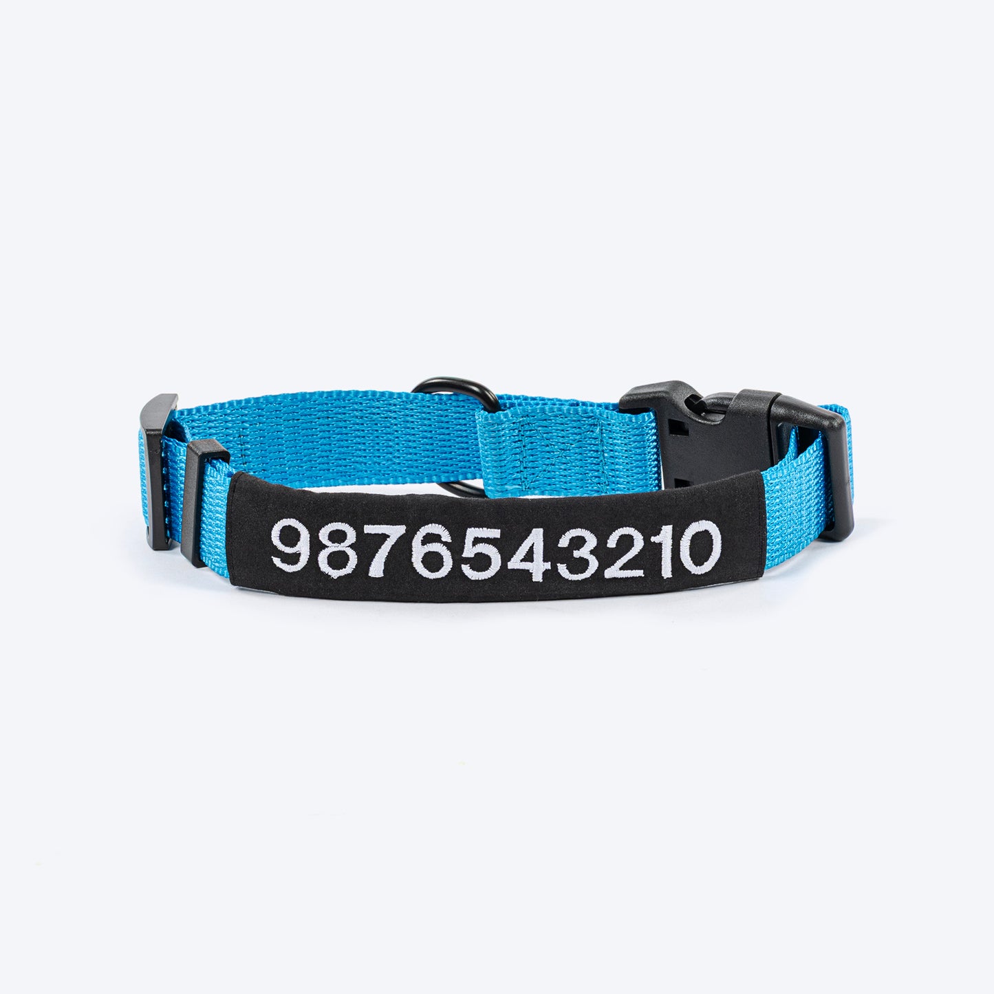HUFT Classic Personalised (Mobile No.) Dog Collar - Ocean Blue - Heads Up For Tails