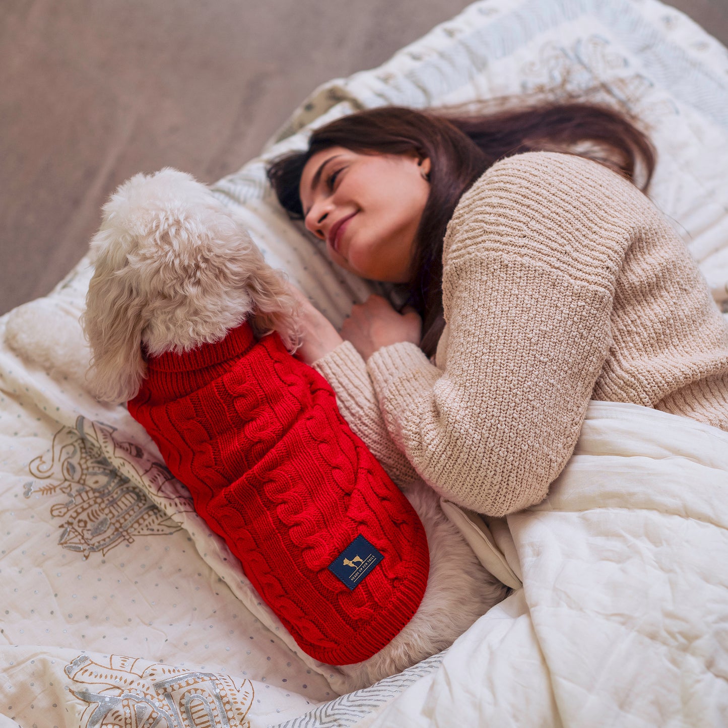 HUFT Cable Knit Sweater For Dog - Red - Heads Up For Tails