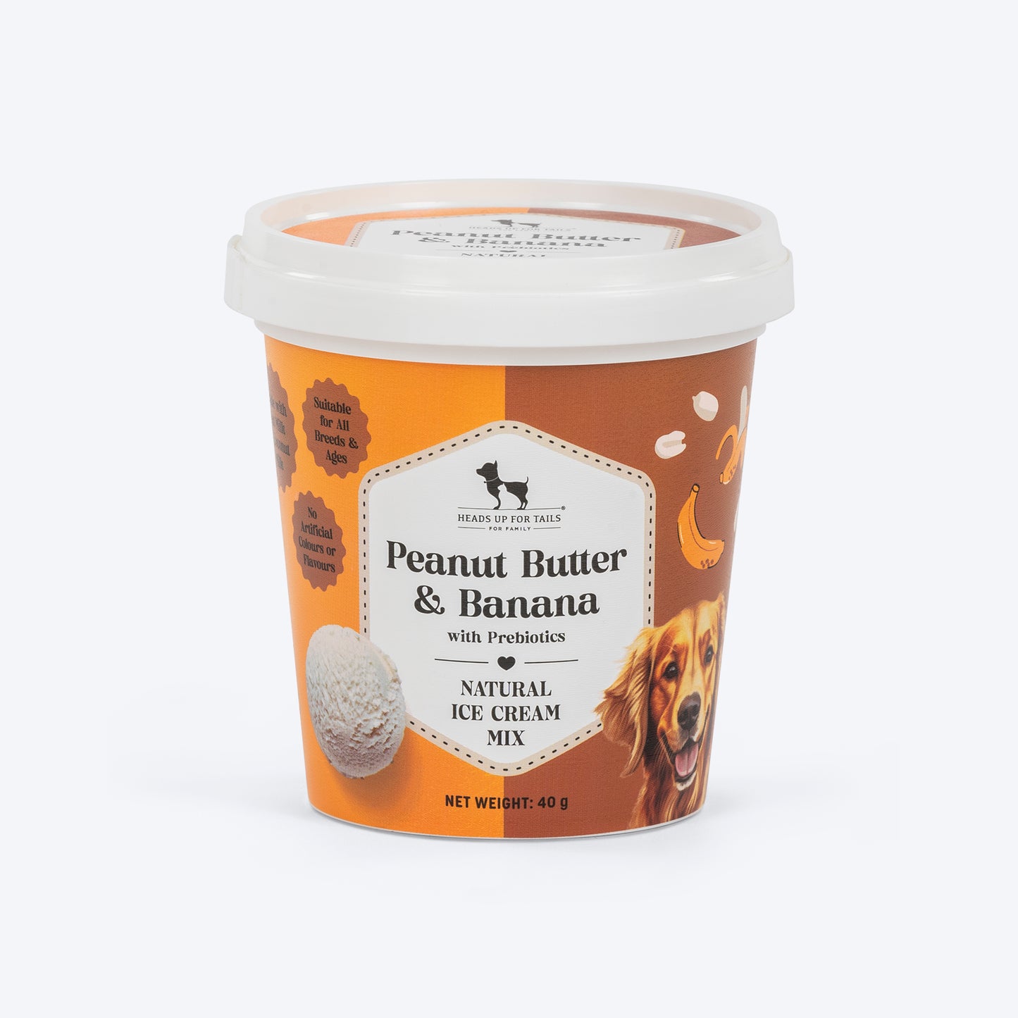 HUFT Ice Cream Peanut Butter & Banana With Prebiotics Mix Treat For Dog - 40 gm - Heads Up For Tails