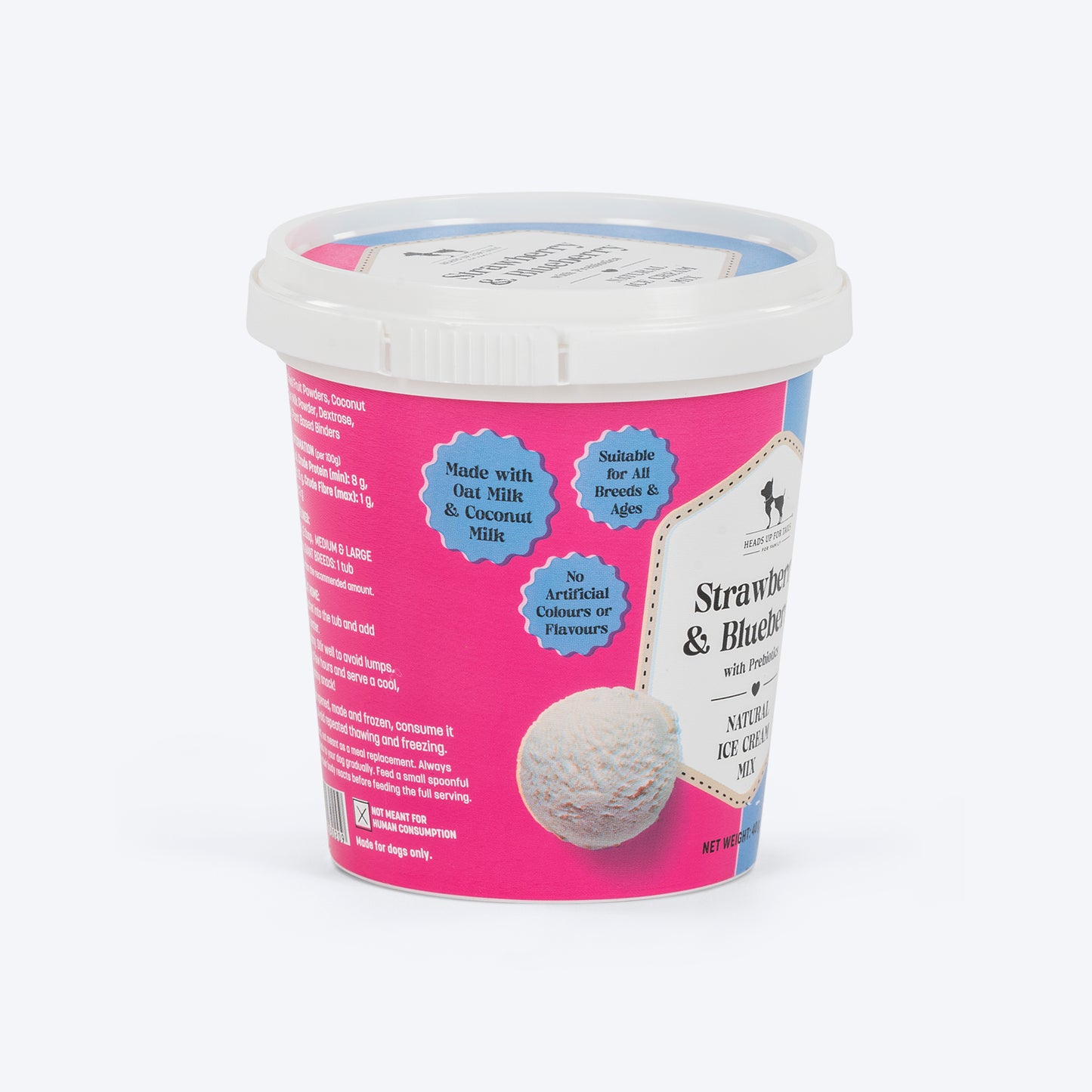 HUFT Ice Cream Strawberry & Blueberry With Prebiotics Mix Treat For Dog - 40 gm - Heads Up For Tails