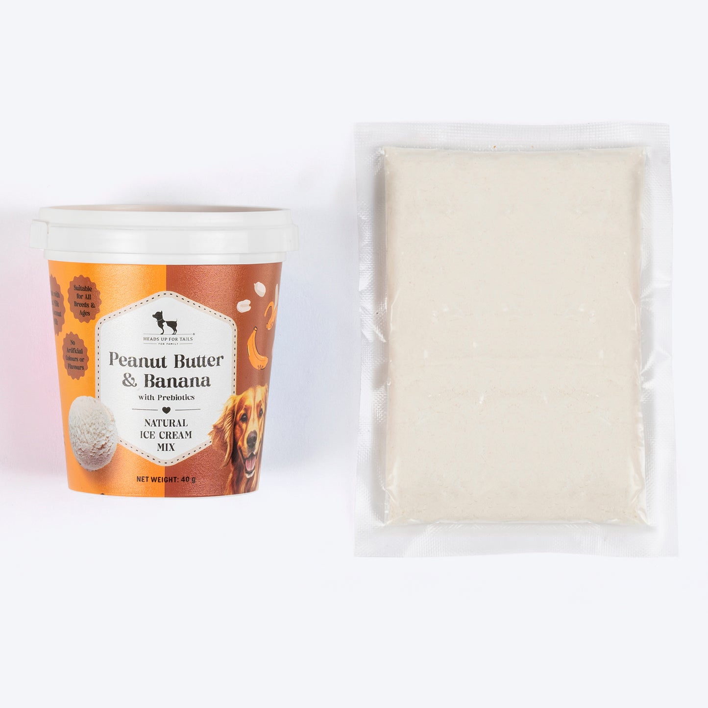 HUFT Ice Cream Peanut Butter & Banana With Prebiotics Mix Treat For Dog - 40 gm - Heads Up For Tails