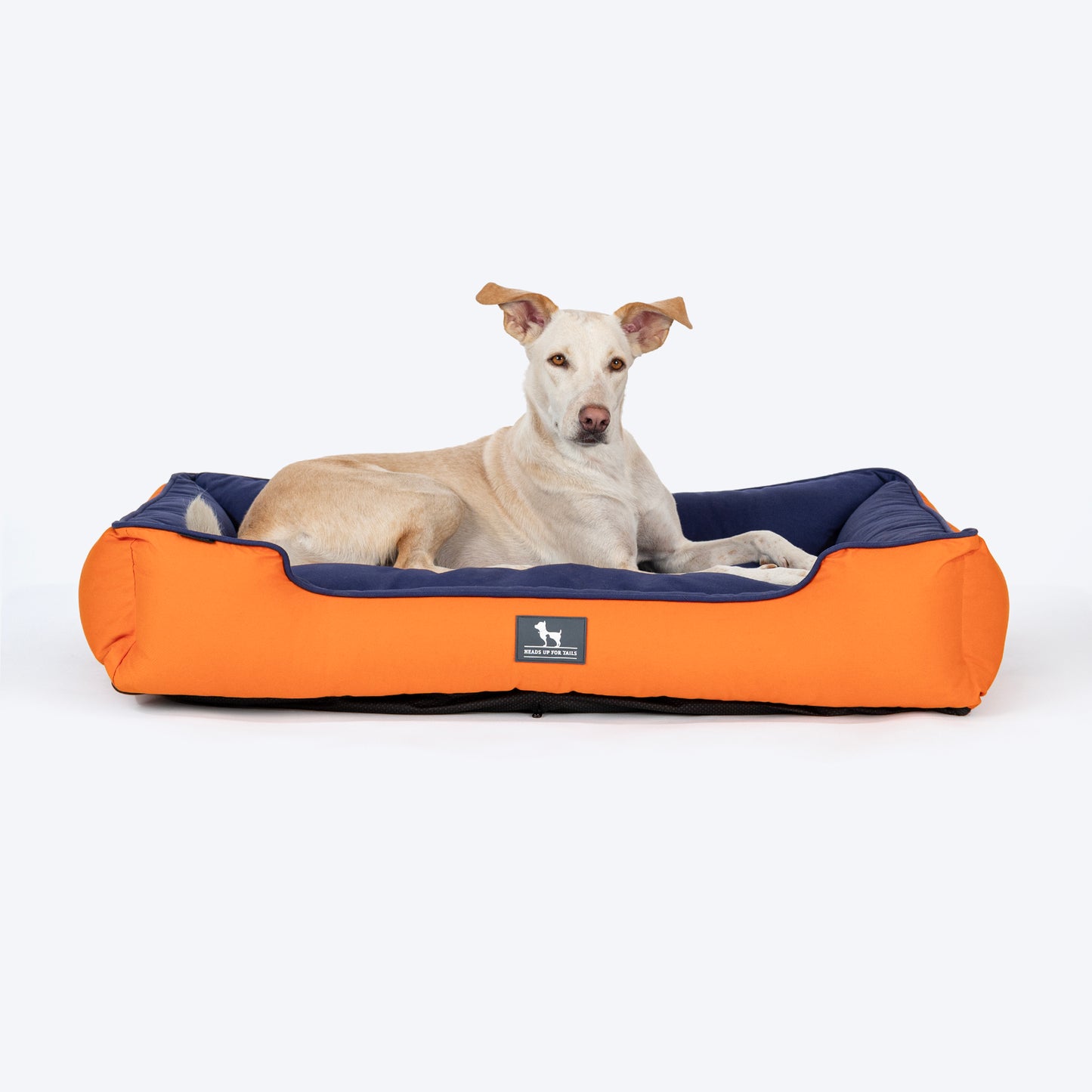 HUFT Classic Lounger Dog Bed - Orange & Blue - Heads Up For Tails