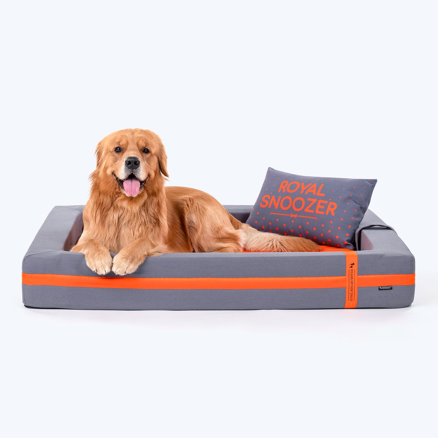 HUFT Royal Snooze Bed for Dog - Grey & Orange - Heads Up For Tails