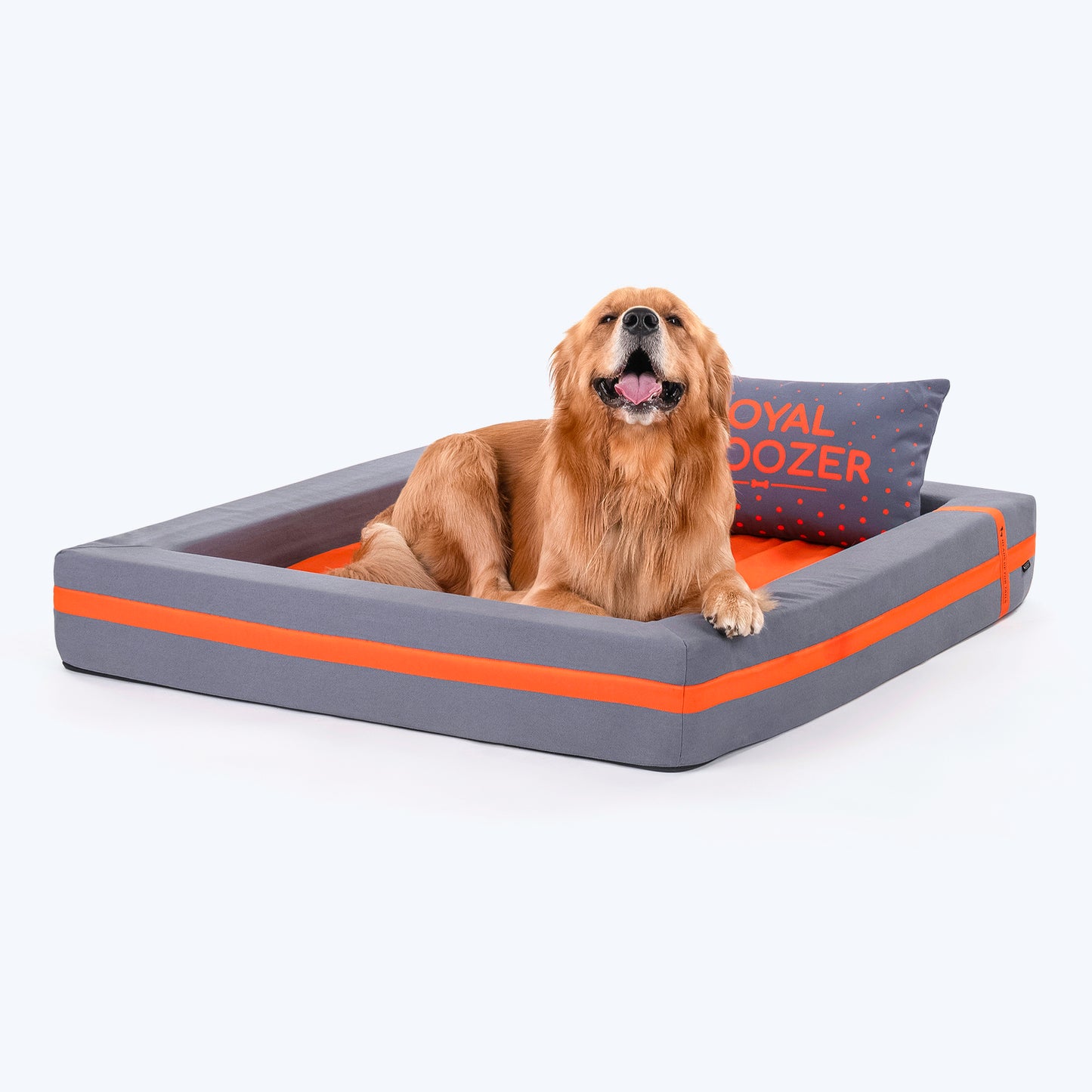 HUFT Royal Snooze Bed for Dog - Grey & Orange - Heads Up For Tails