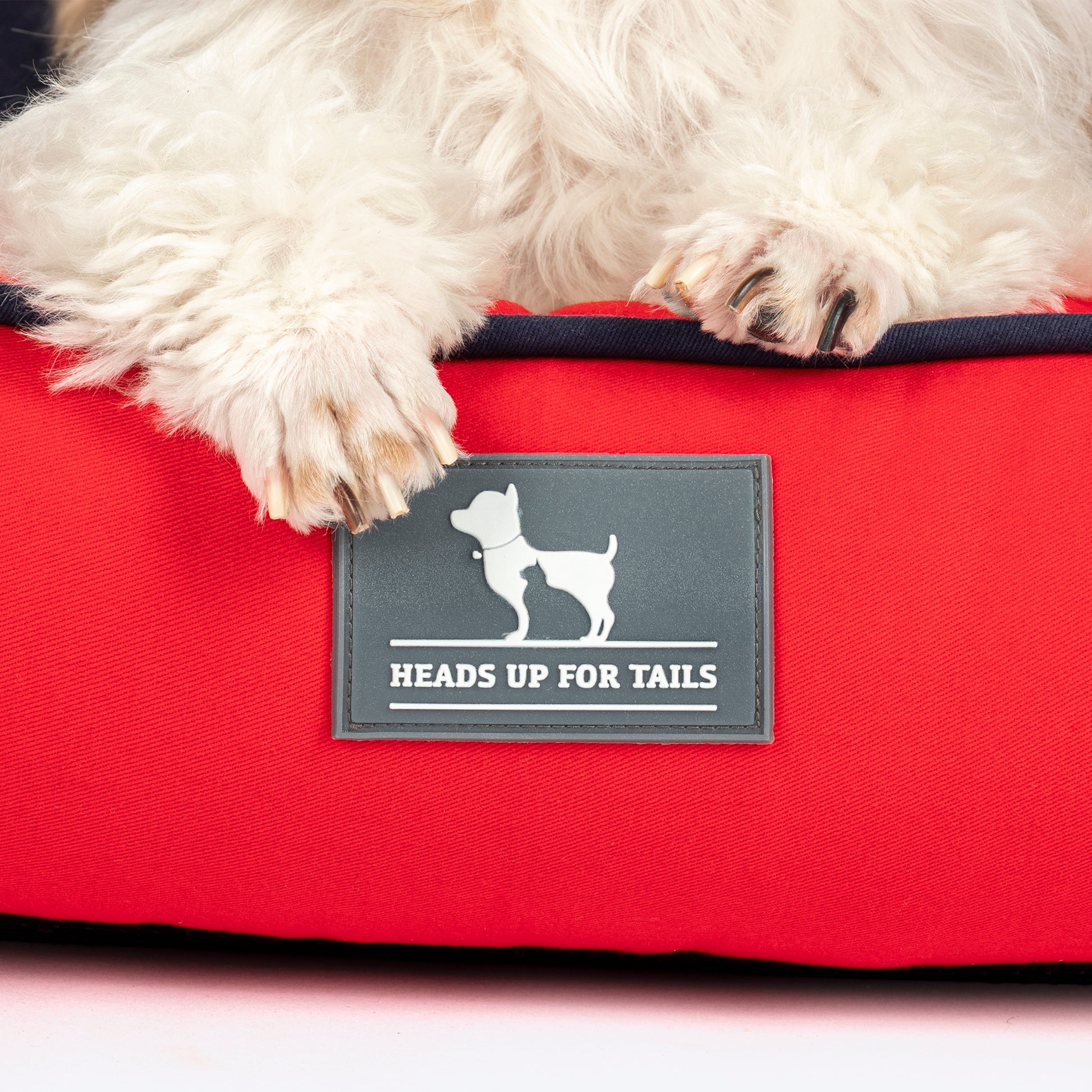 HUFT Ellie Classic Lounger Bed For Dog - Red & Navy - Heads Up For Tails