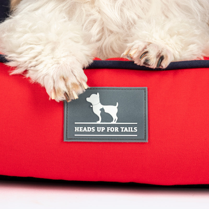 HUFT Ellie Classic Lounger Bed For Dog - Red & Navy - Heads Up For Tails